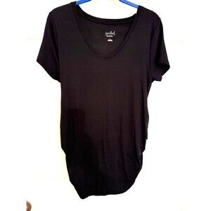 NWT Isabelle Maternity Womens Sz. L Black Stretch Shirt Casual Short Sleeve